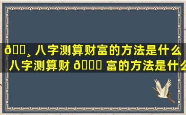 🕸 八字测算财富的方法是什么（八字测算财 🍀 富的方法是什么样的）